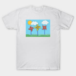 Layered windmill picture T-Shirt